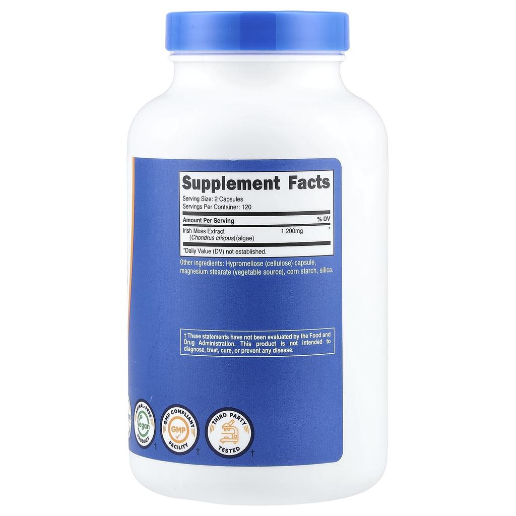 Nutricost, Irish Sea Moss, 240 Capsules (600mg per capsule)