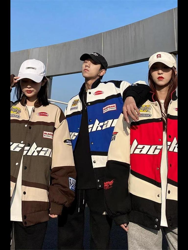 Men's Classic Streetwear Racing Jacket: Trendy, Loose-Fit, Handsome Motorcycle Style for Spring and Autumn.