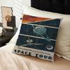 Art Painting Space Retro Alien Travel Landscape Cushion Cover Pillowcase Upholstery Sofa Throw Pillow Home Decor Pillowcas