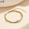 EFFIE QUEEN Stainless Steel 18k Gold Chopin & Snake Chain Bracelet Simple Jewelry for Women, Men Banquet Party Hand Gift STCB10