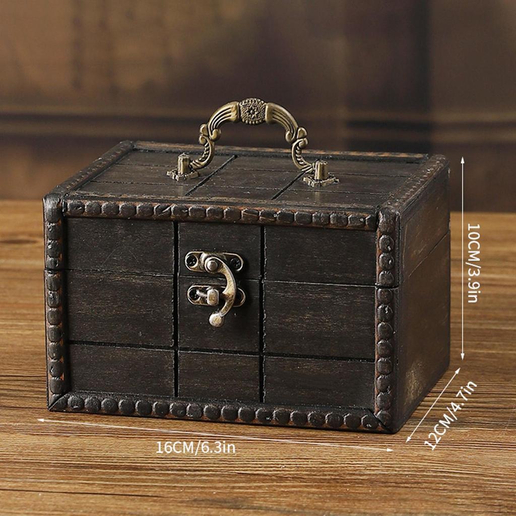 Retro Wood Trinket Box Jewelry Display Case Keepsake Chest Versatile Portable Accessory for Little