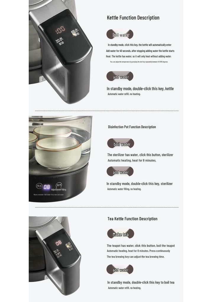 Automatic Double-Hole Hot Water Kettle with Smart Bottom-Filling, Ideal for Boiling Water and Tea Brewing At Home