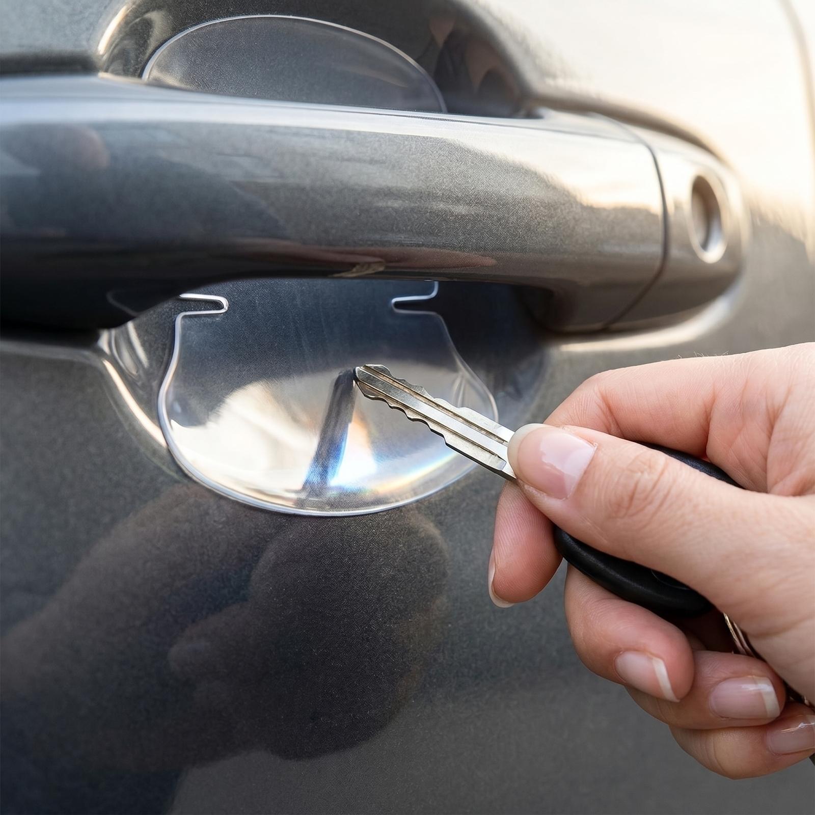 Car Door Handle Protective Film Scratch Resistant Guard Sticker Set Durable Transparent Anti-Scratch Cover for Vehicle Door Handles One Size