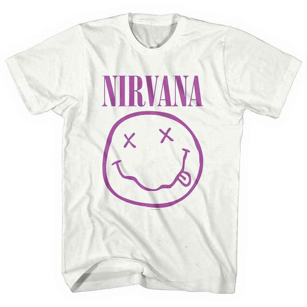 

26 Nirvana Purple Happy Face T-Shirt White New Unisex T-Shirt XXXXL