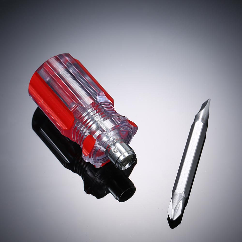 Mini gjennomsiktig dobbel-funksjonsskrutrekker manuell Phillips og slissede stubby skrutrekkere