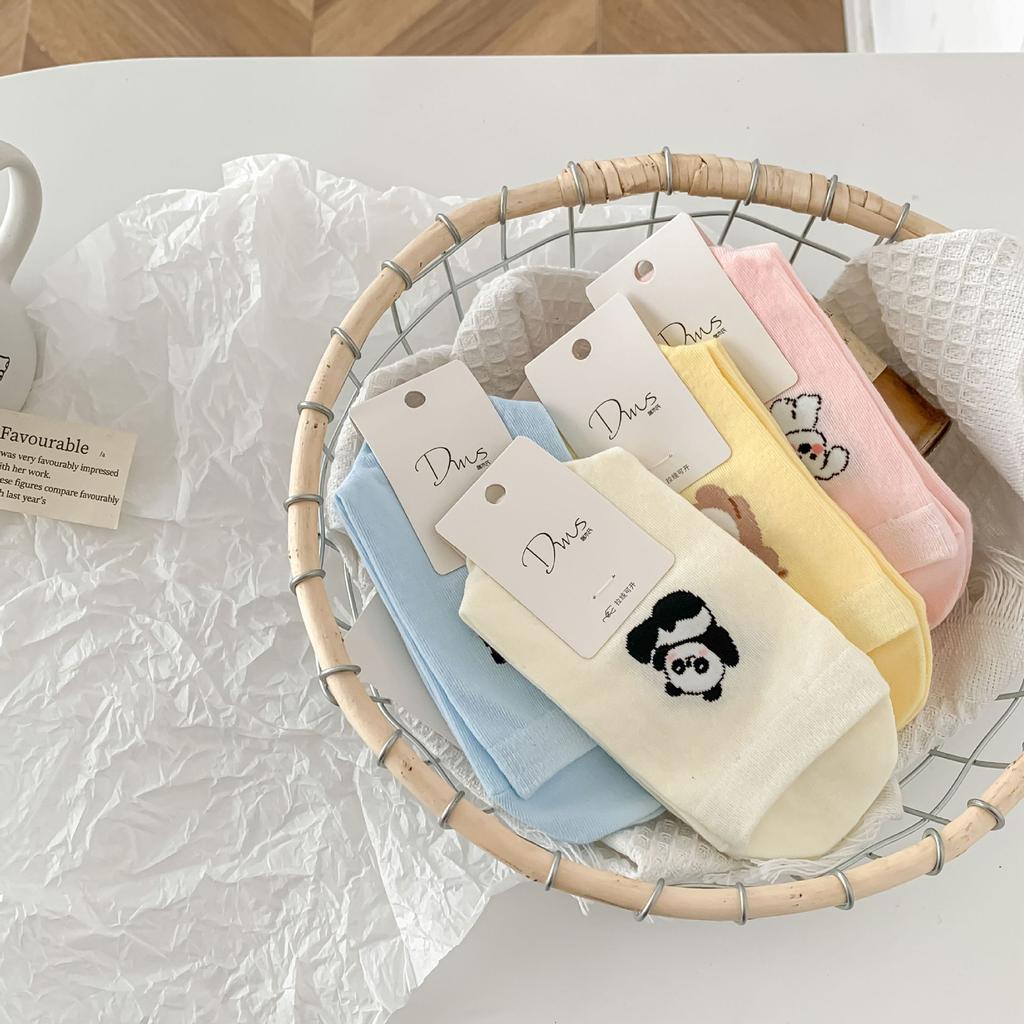 Women's Cartoon Animal Mid-tube Socks Summer Cute Trendy Creative A&B Style Soft Breathable Cotton Students Socks