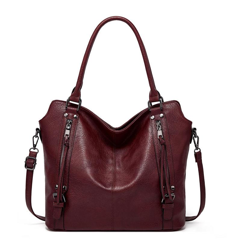 European And American Retro Portable Tote Mother And Child Bag Fashionable Large-Capacity Messenger Shoulder Bag Soft Leather Women'S Armpit Bag
