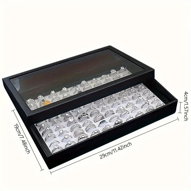Ring Box, Jewelry Display Box, Dust-proof Transparent Tape Cover Storage Box, Anti-oxidation