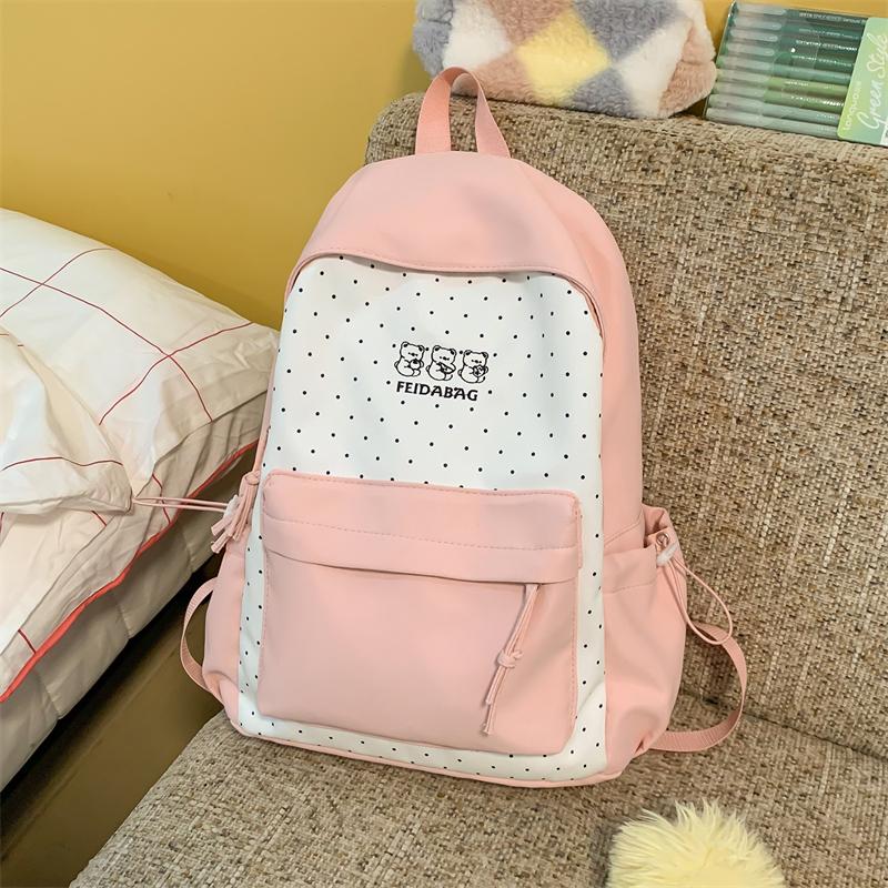 Large Capacity Backpack Color Contrast Student Schoolbag