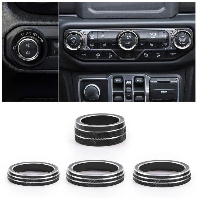 Car Headlight Air Conditioning Switch Knob Decoration Cove Center Console Button Trim For Jeep Wrangler Accessories JL JLU