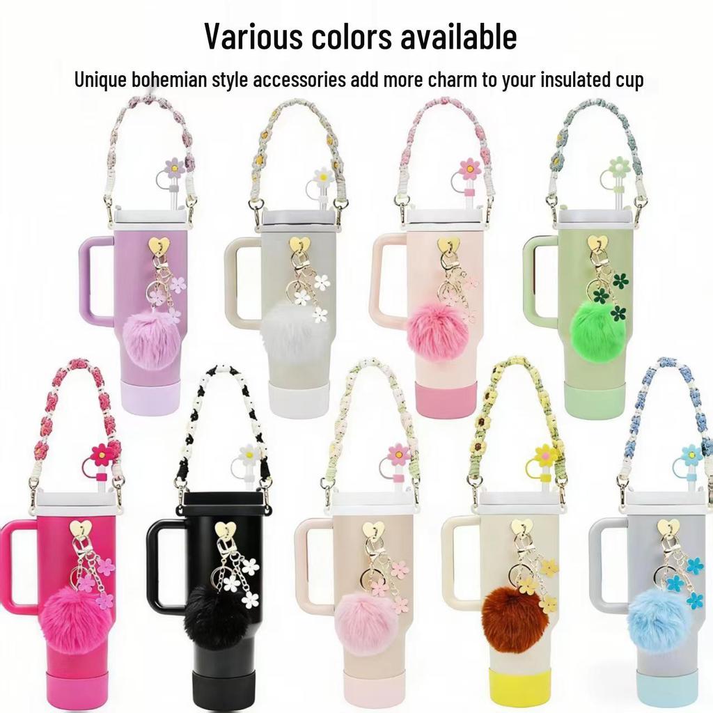 Accessori per la Stanley Cup Transfrontalieri: Set Portachiavi Fiori Colorati Fai da Te