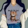 3D Printed Women's Clothing Angry Cat Printed T-shirt IT'S My I DON'T CARE FACE Funny T Shirts V-neck Graphic Shirts and Blouses Cat Lover