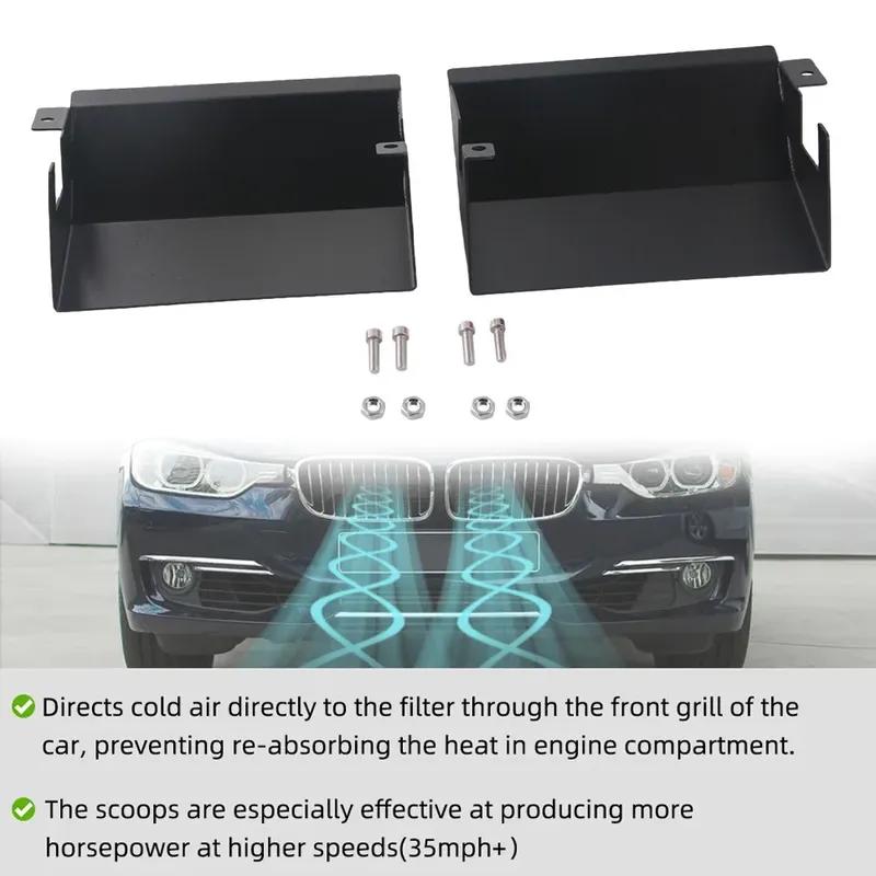 Pár černých hliníkových dynamických nasávacích otvorů pro BMW E90 E93 E92 335i 335xi 328i 328xi 2007-2012 Motor N54 N55