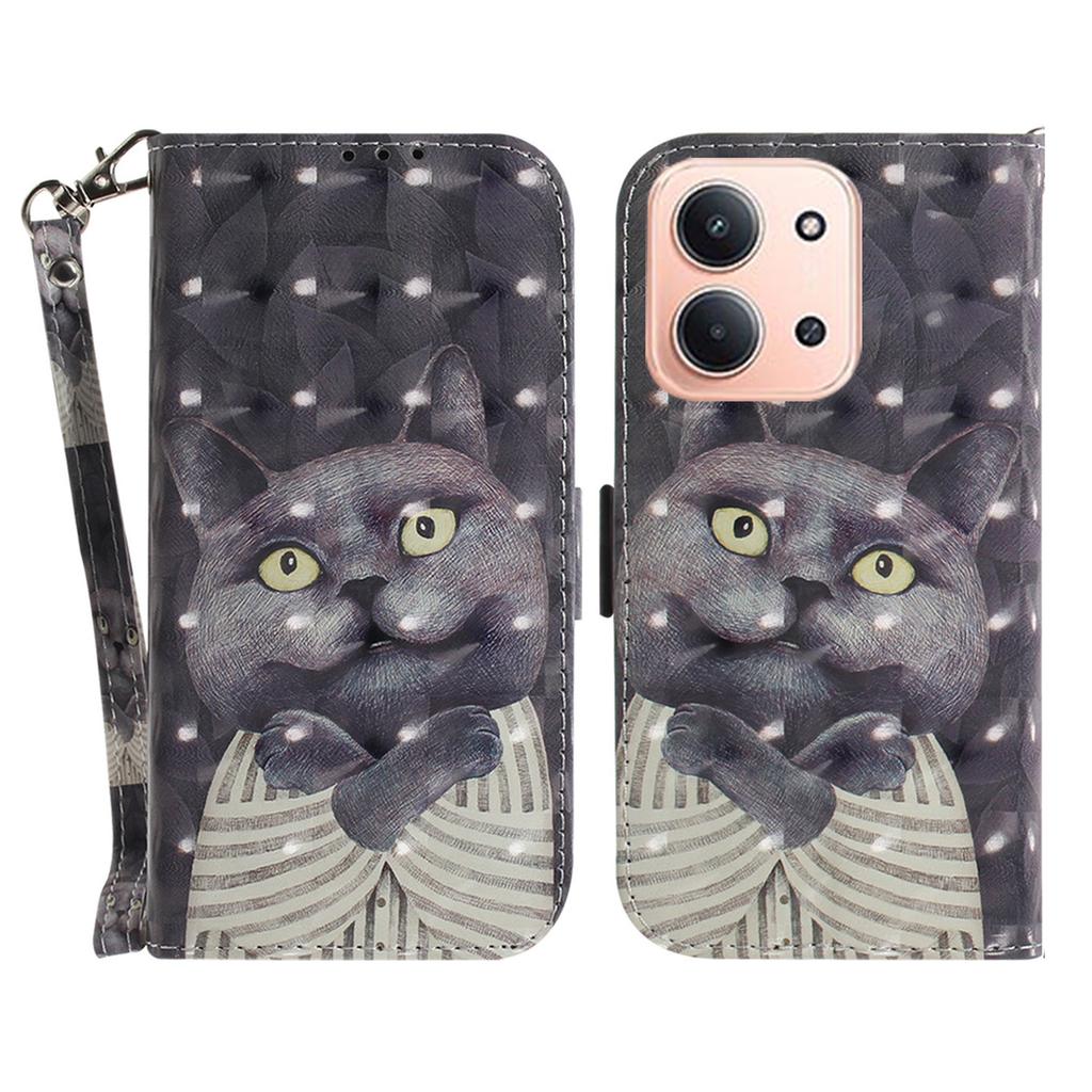 Für Xiaomi Redmi 15C 5G (EU) (173 mm)/15C 4G (EU) (173 mm) Handyhülle mit Musterdruck, Leder-Geldbörse, Handyhülle mit Handschlaufe