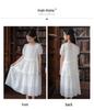 Girls' Embroidered White Cotton Dress – Sweet Bubble Sleeve Cake Design for Summer