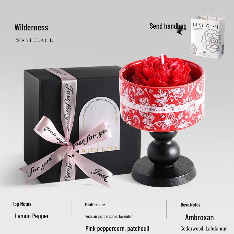 Elegant Camellia Scented Candle Gift Box for Girls – High-End Decorative Souvenir