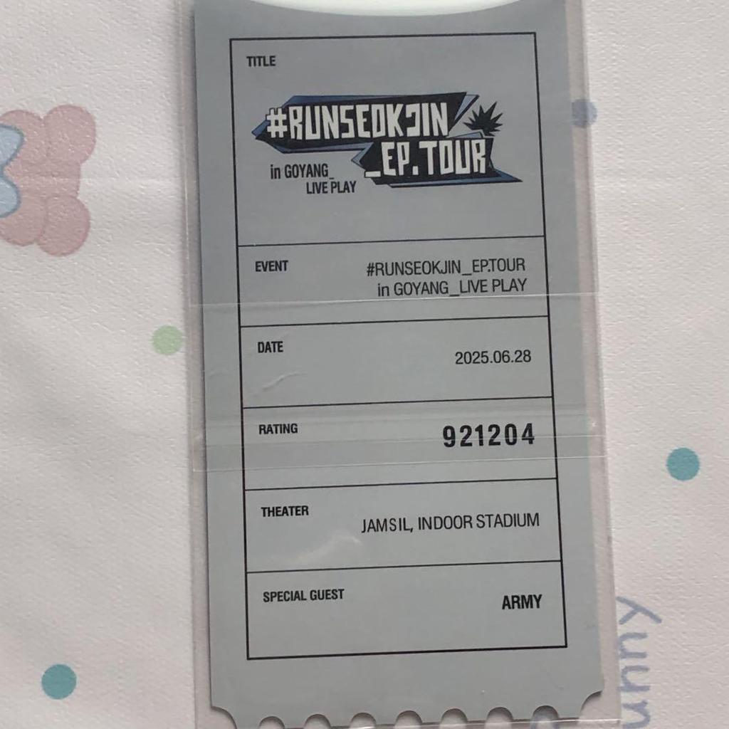 [USED] RUNSEOKJIN_EP.TOUR 6/28 JIN BTS Trading Card