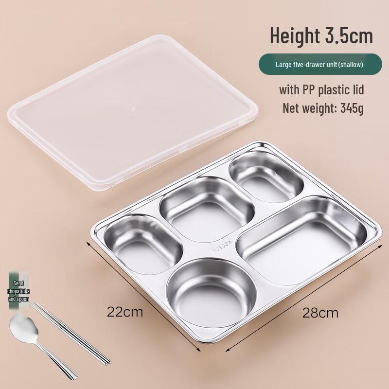 Adult 304 Stainless Steel 4-Compartment Lunch Tray