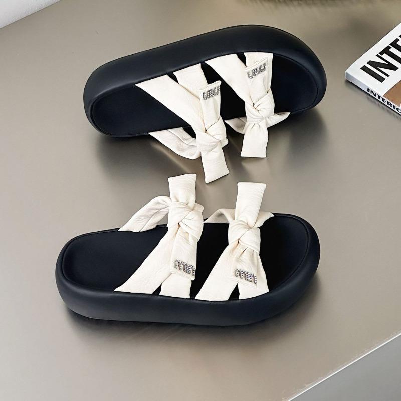 Bow wear cool slippers women's summer versatile thick bottom open toe casual sandals