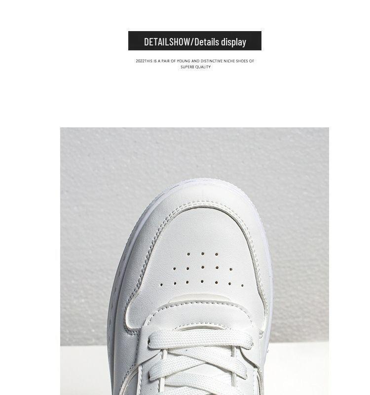 Men's Spring White Sneakers: Breathable, Trendy, Versatile Thick-Soled Skate Shoes