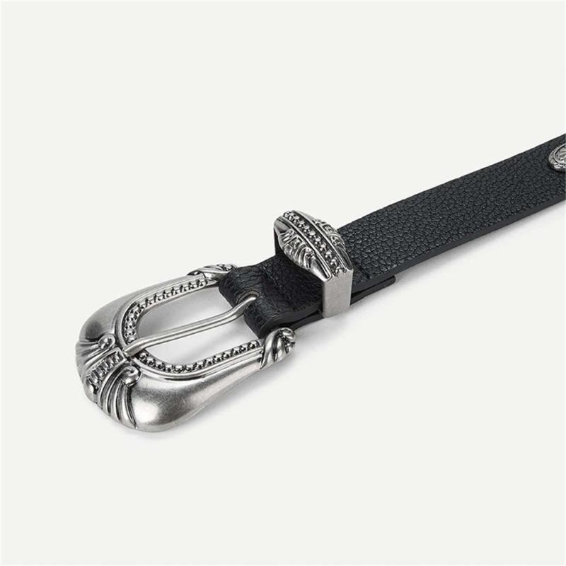 PU Waist Belts with Alloy Carved Buckle Thin Adjustable Waist Belt Woman Girls Jeans Dresses Skirt Coat Waistband
