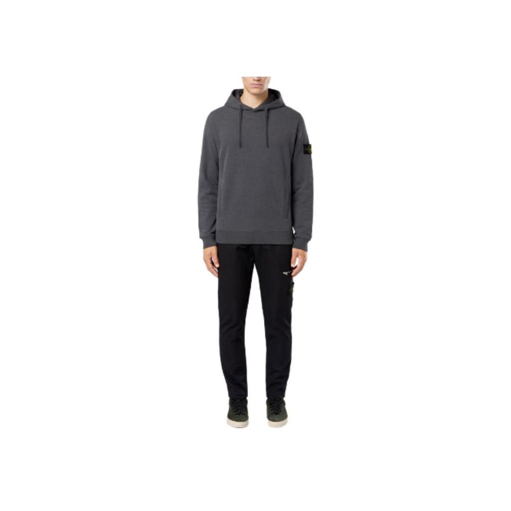 STONE ISLAND Solid Color Hooded Logo Print Long Sleeve Sweatshirt Men Sweatshirt Gray 811560820-V0M67