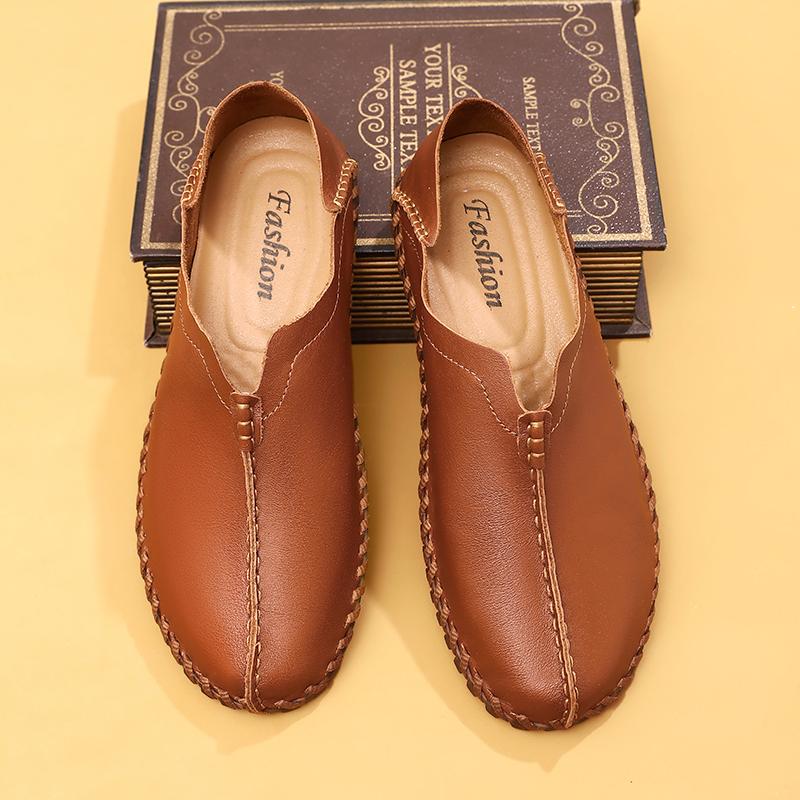 Handmade Genuine Leather Men Shoes Soft Casual Leather Shoes Men Loafers Comfortable Moccasins Men Flats Shoes