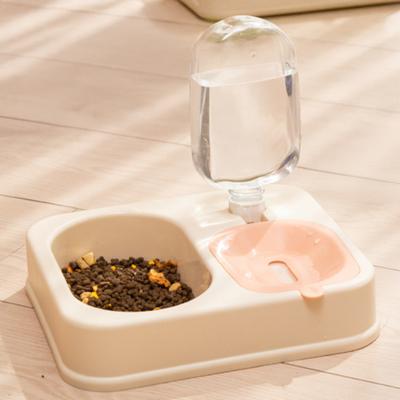 Yousheng Pet Food And Water Feeder 2 In 1 Pet Feeder Bowl Automatic Water Dispenser with 500ml Bottle Detachable Pet Feeder for Cats Dogs
