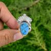 Sterling Silver Oval Copper Arizona Turquoise Stone Bezel Statement Ring Jewelry
