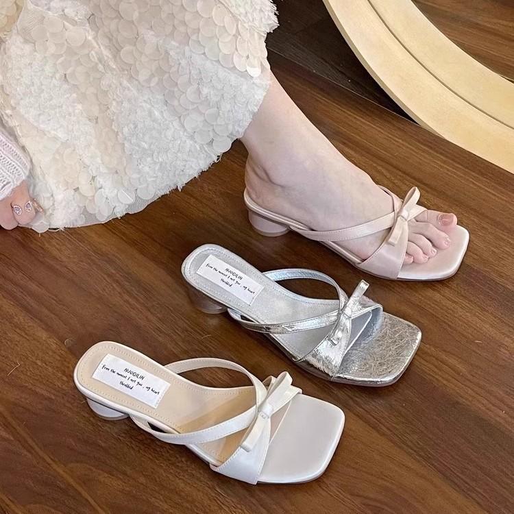 Coarse Heel French Cool Slippers Women's Summer Wear 2025 New Fairy Temperament Evening with Skirt High Heel Strappy Sandals