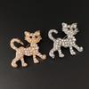 Korean Style Alloy Rhinestone Cat Brooch - Women's Fashion Accessory