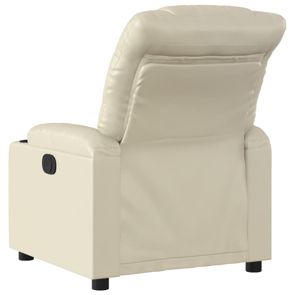 Electric Recliner Chair Cream Faux Leather