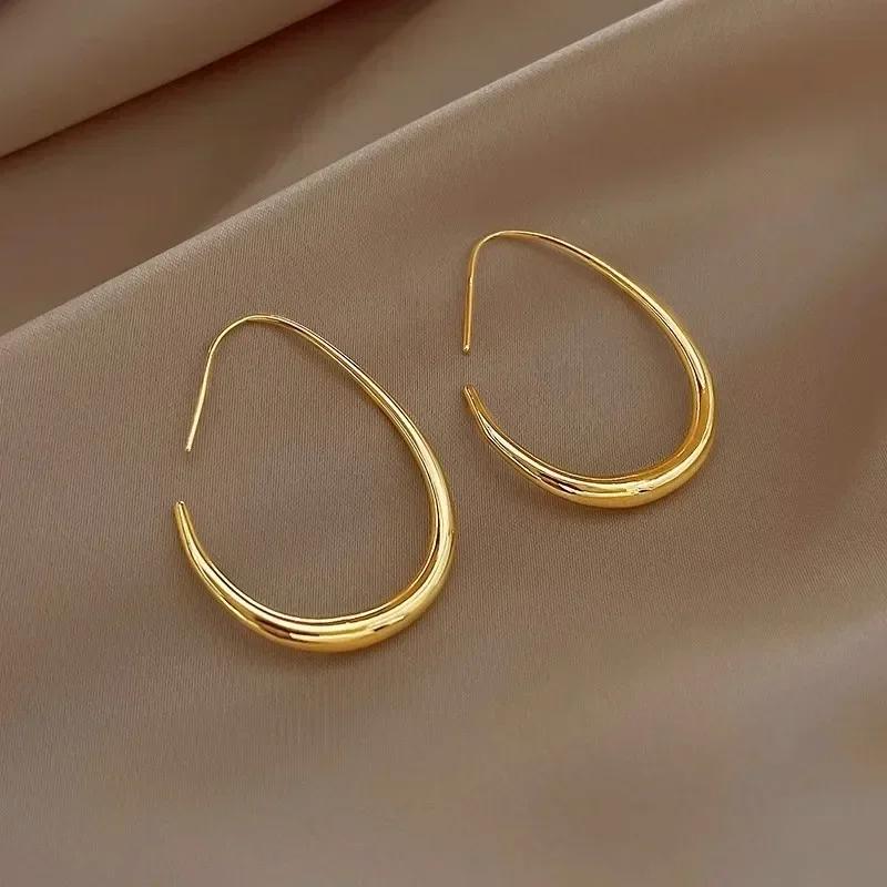 Geometric Oval Hoop Earrings for Women Simple Desgin Earrings Party Wedding Fashion Jewelry Accessories