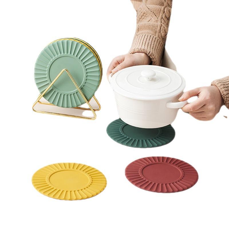 Wärmeisolierendes Silikonpad, mehrfarbig, rund, für Tassen, Untersetzer, rutschfest, für Geschirr, Topfuntersetzer, Zubehör für die Küche zu Hause
