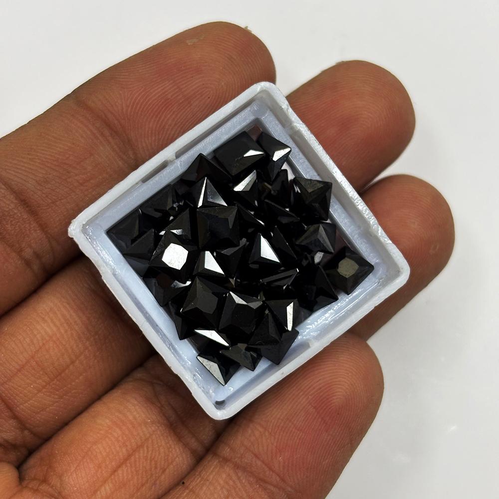 Natural Black Sapphire Square Cut Certified 5x5 Mm 5.40 Ct Gemstone Free Gift