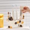 Three-flower Cat Electric Toothbrush Rack Rack Couple Toothpaste Placed Washstand Base Bracket Ceramic Holder Bathroom Supplies