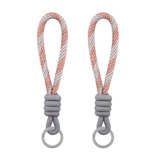 2Pcs Keychain Lanyard Two-Color Design Braided Rope Wrist Strap with Hanging Ring Keys Phone Bag Decor DIY Accessories