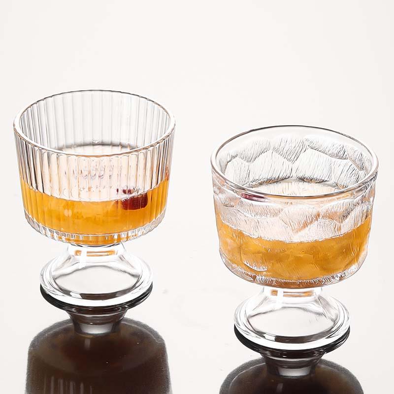 Low-Base Glass Cup for Ice Cream, Coffee, Yogurt, and Desserts