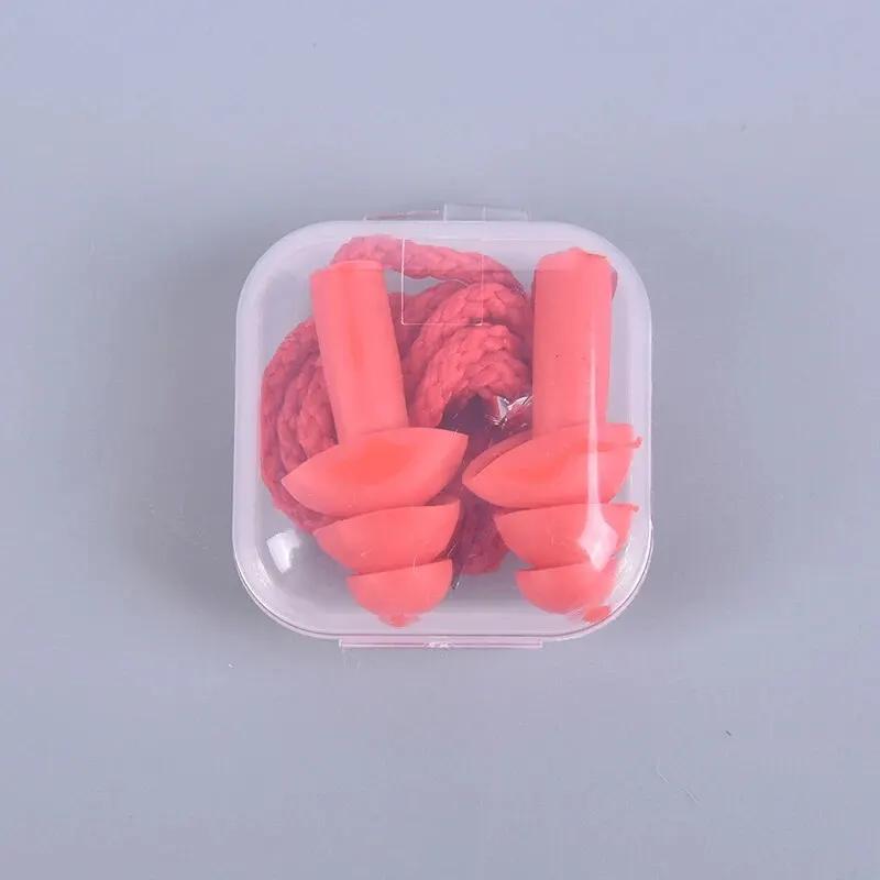 1 Pc Silicone Ear Plugs Sleep Earplugs Noise Reduction Swimming Earplugs With Rope For Diving Underwater Ear Plugs