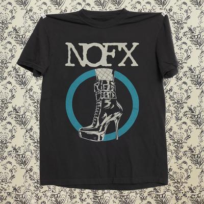 Nofx High Heel Boot and Fishnet Punk Rock Music Black Cotton Tshirt Size S5XL Unisex T-Shirt