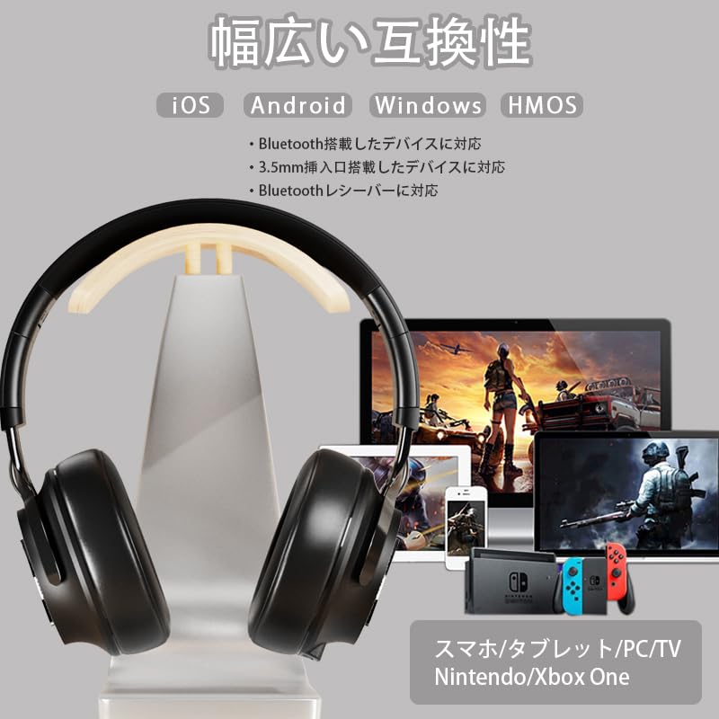 SITOAT P1 Bluetooth Wireless Up to 55 Hours Deep Adjustable Battery Level Gaming Low Detachable Storage Pouch Bluetooth Headphones, Over-Ear