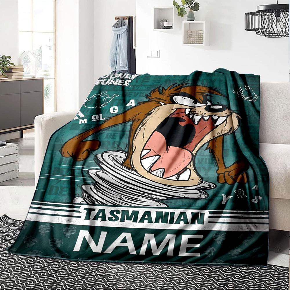 Customizable Taz2 Throw Blanket – Personalized Name, All-Season Cozy Snug Blanket, Machine Washable, Personalized Blanket