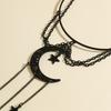 Gothic Hollow Moon Star Pendant Upper Arm Bracelet Punk Black Metal Tassel Open Arm Bracelet Women's Hip Hop Bangle Jewelry