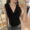 Women Sexy Sleeveless V-neck Undershirt T-shirt Summer New Outerwear Solid Color Short Tops