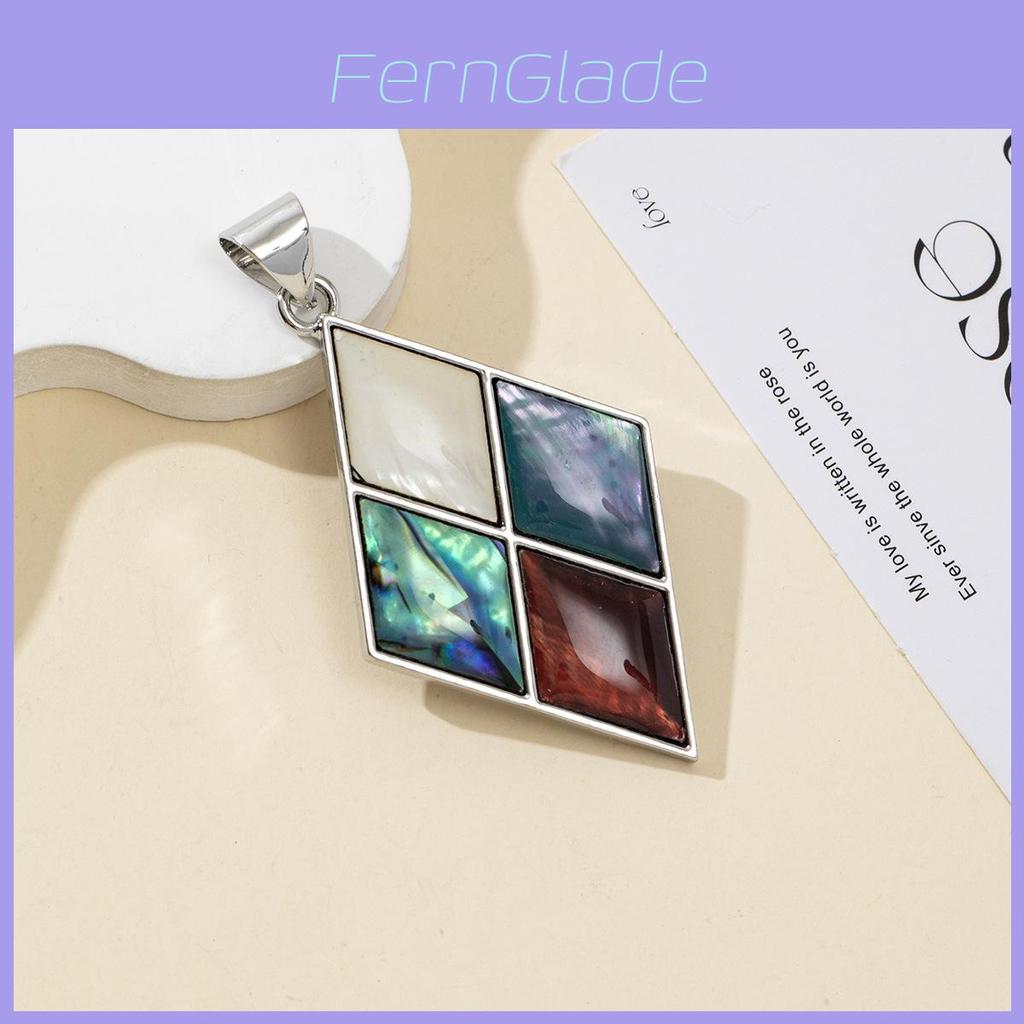 Shell Embellished Diamond Shape Necklace Pendant With Jewelry Accessory For Fashion Enthusiasts