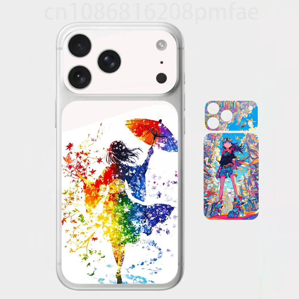 

Flowing Color Healing Anime Art Case Premium Skin Wrap for iPhone 17 Pro/Max, Back Frame Camera Protective Decal (Not Case) iPhone17pro