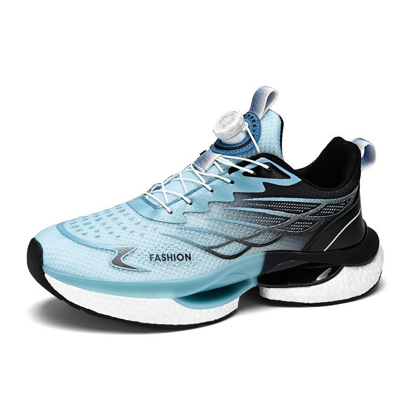 2024 Men's Summer Rotating Button Running Sneakers with Breathable Thick-Soled Popcorn Cushioning