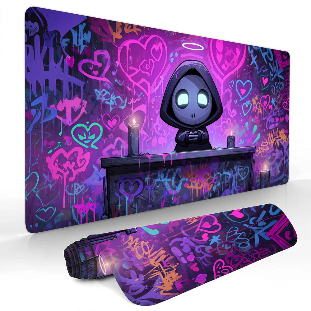Art Graffiti Cool Death God Large Mouse Pad Gaming Mats NonSlip Desk Mat Mouse Carpet with Stitched Edge HD Printing Office Mat