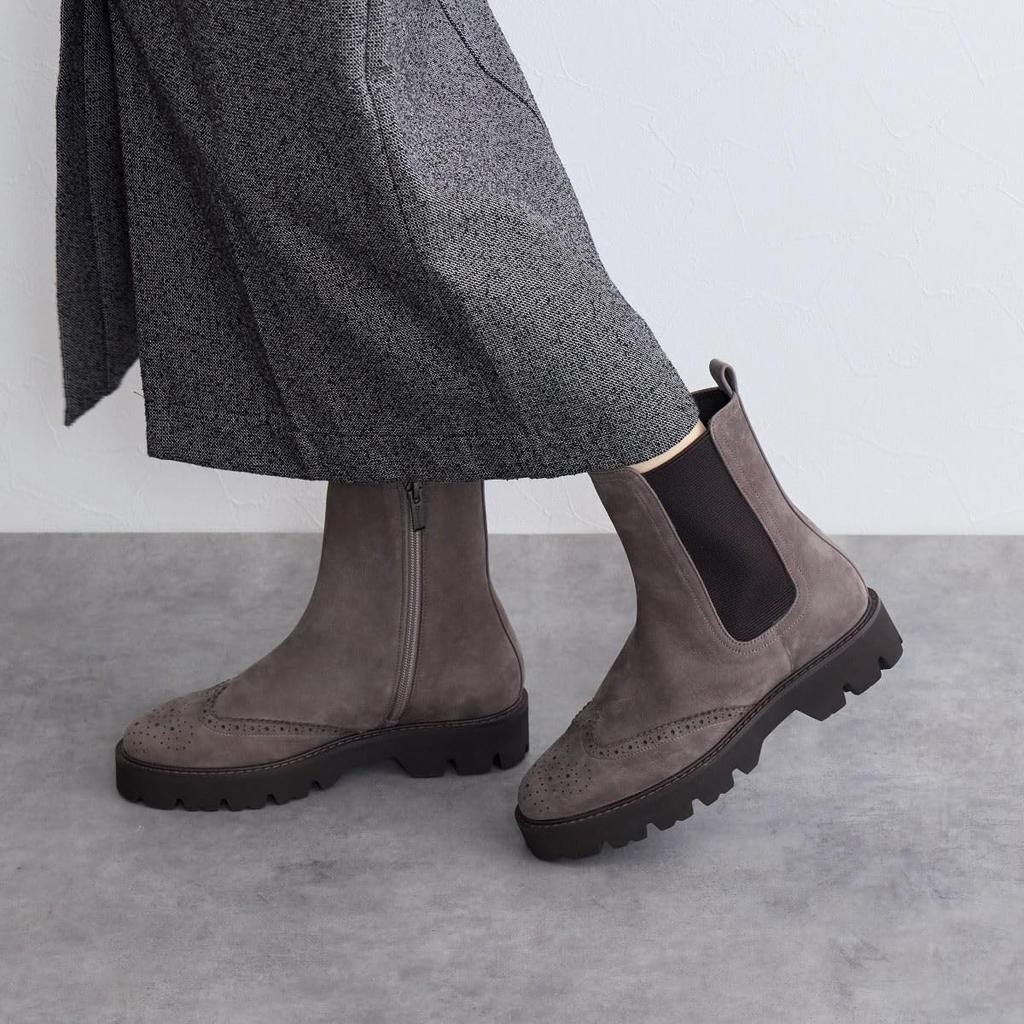 HIMIKO/Himiko/Medallion Side Gore Track Sole Boots/641408 Gray 240