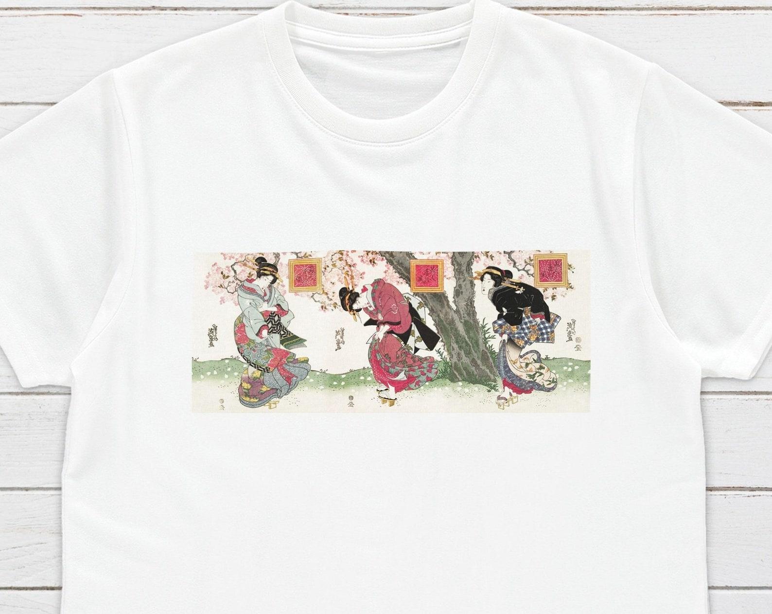 Ukiyo-e Geisha T-Shirt, Japanese Woodblock Art Tee 3XL